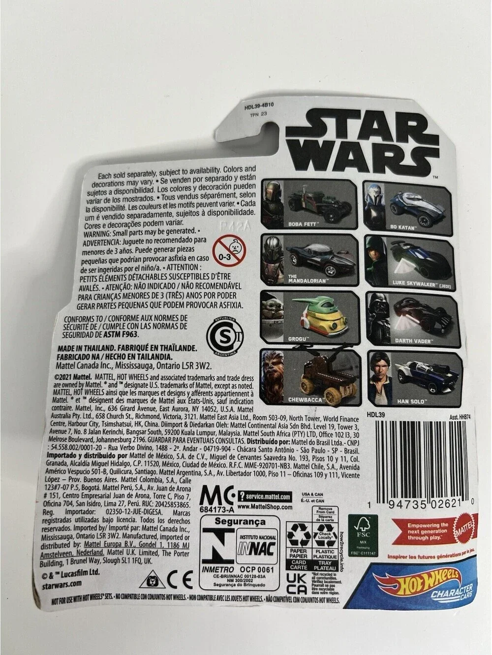 Hot Wheels 2022 Character Cars STAR WARS The Mandalorian Star Wars Die-Cast 1/64